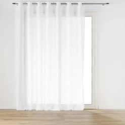 PANNEAU OEILLETS 240X240CM EFFET LIN TISSE HALTONA BLANC
