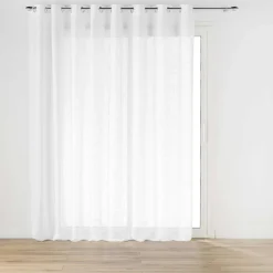 PANNEAU OEILLETS 300X240CM EFFET LIN TISSE HALTONA BLANC