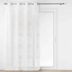 PANNEAU OEILLETS 140X240CM EFFET LIN TISSE JANICE BLANC
