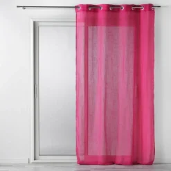 PANNEAU OEILLETS 140X240CM EFFET LIN TISSE ZAZY FUCHSIA