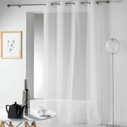 PANNEAU OEILLETS 140X240CM ETAMINE CRASH TELMA BLANC