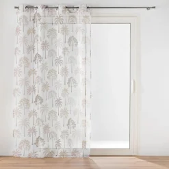 PANNEAU OEILLETS 140X240CM VOILE IMPRIME PALMEA NATUREL