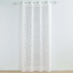 PANNEAU OEILLETS 140X240CM VOILE TISSE APPLIQUE KARLA BLANC