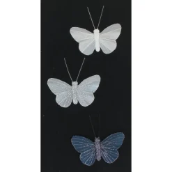 PAPILLON PLUME AIMANT X3 NAOMI BLANC GRIS ANTHRA GRIS FONCE