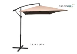 PARASOL DECENTRE 2X3M TAUPE ACIER