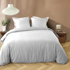 PARURE 240X220CM MICROFIBRE UNIE LAVEE LIAM BLANC