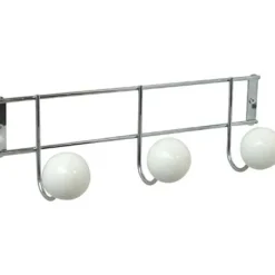 PATERE METAL A FIXER 3 BOULES  RESINE BLANCHE GROS DIAMETRE