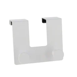 PATERE METAL 2 CROCHETS PORTE BLANC