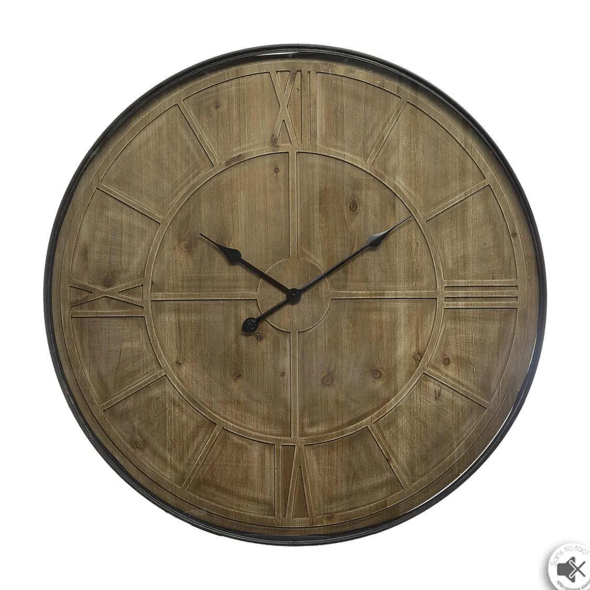 PENDULE BOIS METAL D.80CM