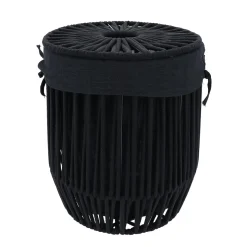 PETITE PANIERE A LINGE AVEC COUVERCLE FACON CORDE NOIR