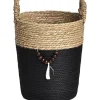 PETITE PANIERE RONDE DECO NATUREL NOIR