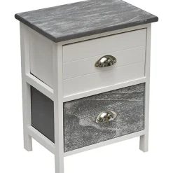 PETIT MEUBLE PAULOWNIA MDF 2 TIROIRS AVEC POIGNEE METAL BICO