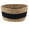 PETIT PANIER PAILLE ET COTON 23.5X16X12CM NATUREL NOIR