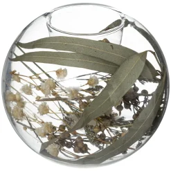 PHOTOPHORE VERRE FLEURS SECHEES FOLK H.10CM