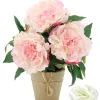 PIVOINES EN POT KRAFT H37CM ROSE ET BLANC