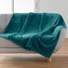 PLAID 125X150CM FLANELLE RELIEF UNIE MINI FROSTY BLEU