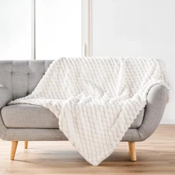 PLAID 125X150CM IMITATION FOURRURE SHERPA FROSTY