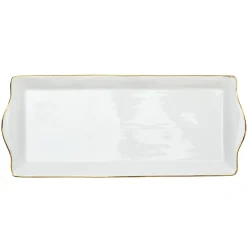 PLAT DE SERVICE PORCELAINE LISERE DORE 34X14CM