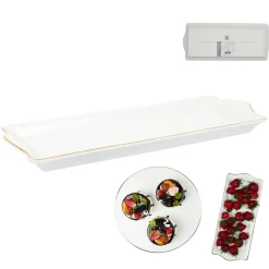 PLAT DE SERVICE PORCELAINE LISERE DORE 34X14CM