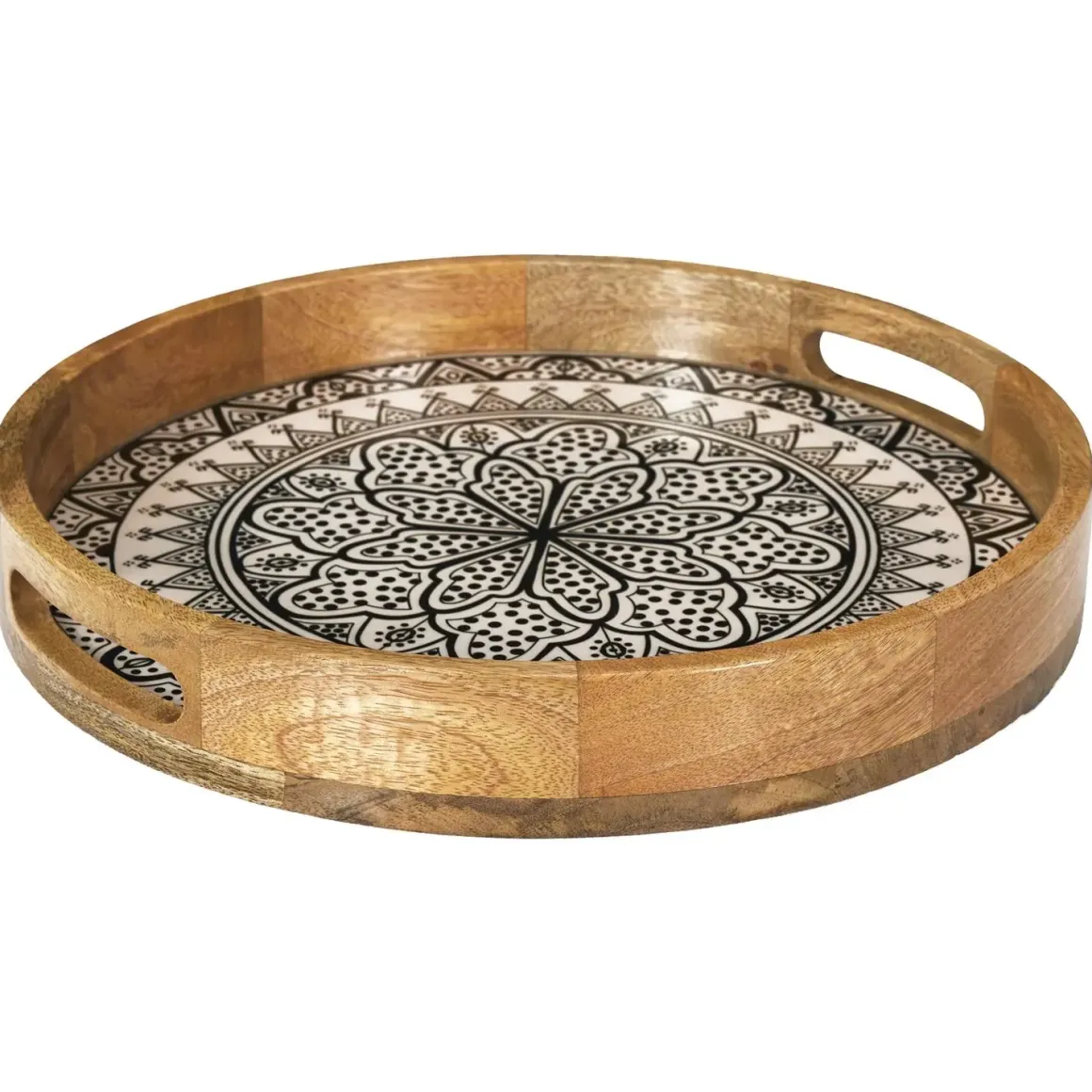 PLATEAU ROND MANGUIER DUNE NOIR 35CM