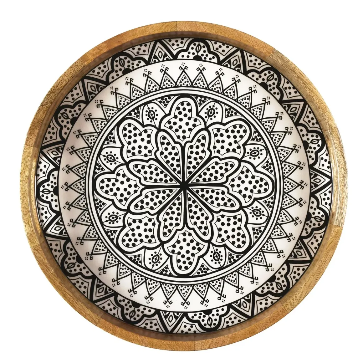 PLATEAU ROND MANGUIER DUNE NOIR 35CM