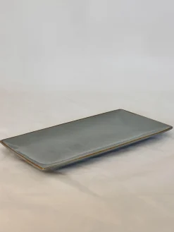 PLAT GRIS PORCELAINE EMAIL REACTIF D.25.5X13CM
