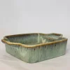 PLAT VERT PORCLEAINE EMAIL REACTIF D.13X13X4CM