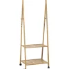 PORTANT SUR ROULETTES 2 ETAGERES BAMBOU