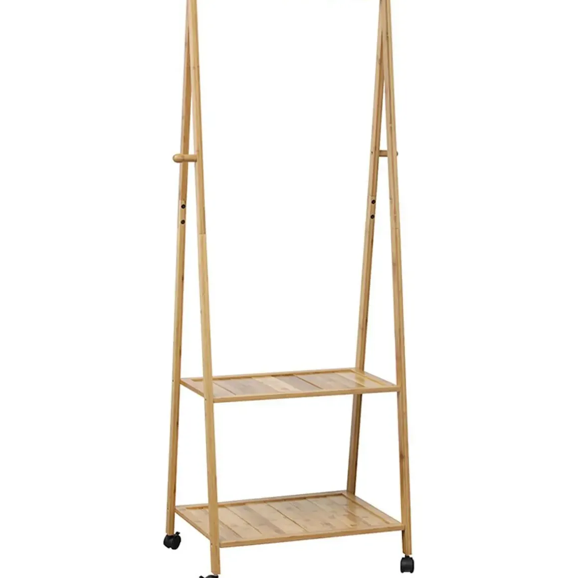 PORTANT SUR ROULETTES 2 ETAGERES BAMBOU