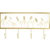 PORTE MANTEAUX MURAL METAL DORE FLEURS SECHEES