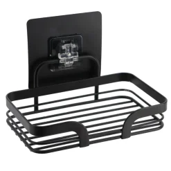 PORTE SAVON METAL PEINT SUR CARTE ADHESIVE 3M NOIR MAT