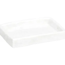 PORTE SAVON POLYRESINE RECTANGULAIRE EFFET PIERRE BLANC