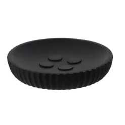 PORTE SAVON POLYRESINE ROND STRIEE NOIR
