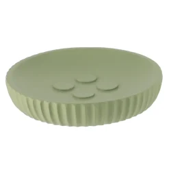 PORTE SAVON POLYRESINE ROND STRIEE KAKI