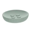 PORTE SAVON POLYRESINE ROND STRIEE VERT EUCALYPTUS