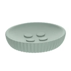 PORTE SAVON POLYRESINE ROND STRIEE VERT EUCALYPTUS