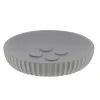 PORTE SAVON POLYRESINE ROND STRIEE GRIS