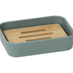 PORTE SAVON RUBBER ET ABS BAMBOU VERT SAUGE