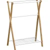 PORTE SERVIETTES METAL BAMBOU 3 BARRES 1 ETAGERE BLANC
