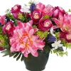 POT BOUTON ROSE DAHLIA H30CM ASSORTIS