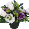 POT BOUTON ROSE ZINNIA LAVANDE