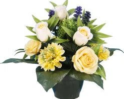 POT BOUTON ROSE ZINNIA LAVANDE