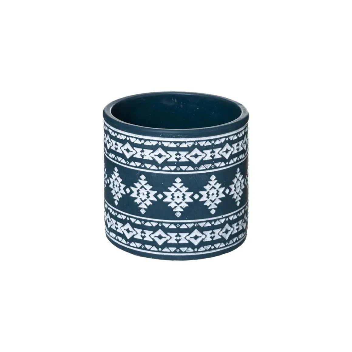 POT CIMENT HACIENDA TERRACOTTA OU BLEU D.8X7.5CM