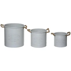 POT METAL HOUSE VERT OU BLANC D.25X23CM