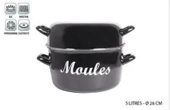 POT MOULES EMAIL  5L INTERIEUR 24CM  EXTERIEUR 26CM NOIR