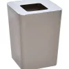 POUBELLE CARREE COUVERCLE CHROME TAUPE