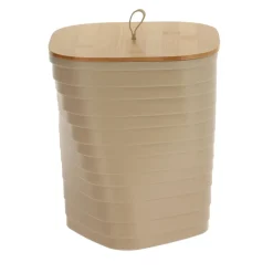 POUBELLE DESIGN COUVERCLE BAMBOU 6L BEIGE