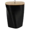 POUBELLE DESIGN GRAND MODELE COUVERCLE BAMBOU NOIR