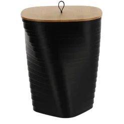POUBELLE DESIGN GRAND MODELE COUVERCLE BAMBOU NOIR