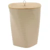 POUBELLE DESIGN GRAND MODELE COUVERCLE BAMBOU BEIGE